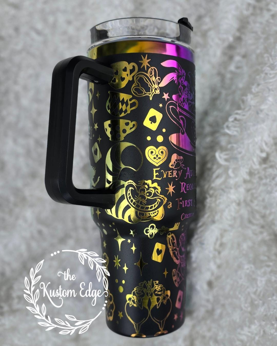 Alice in Wonderland Engraved Tumbler: 'We Are All Mad Here' Stainless Steel Cup