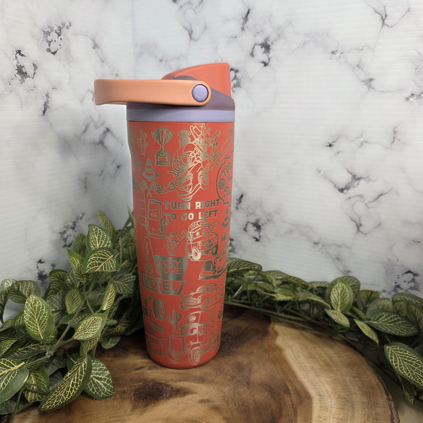 Cars Characters Laser Engraved Owala Tumbler, Tow-Mater, Lightening McQueen Custom Made Cup