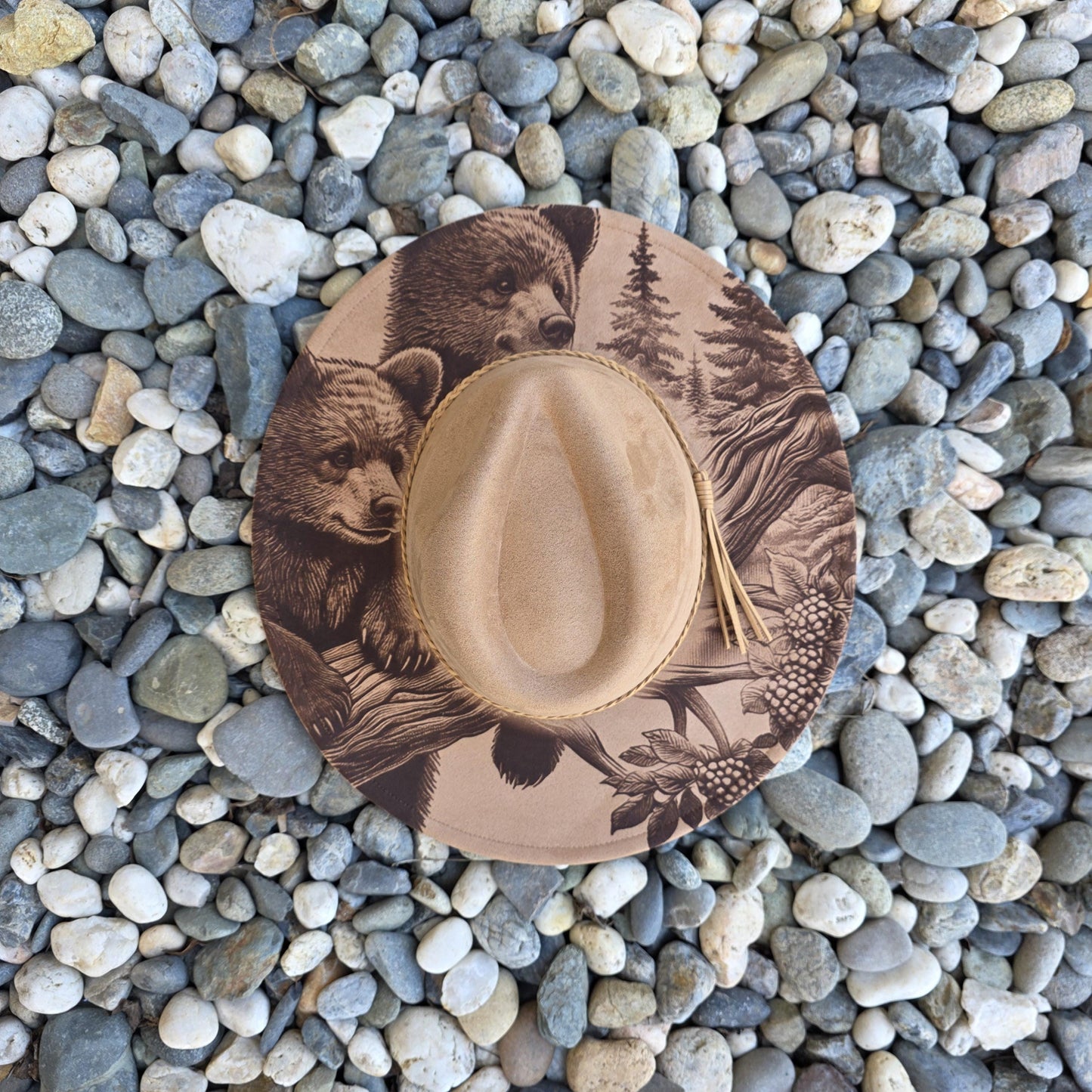 Bears and Forest Wide Brim Hat, Wildlife Nature Lover Gift, Outdoor Adventure, Camping, Boho