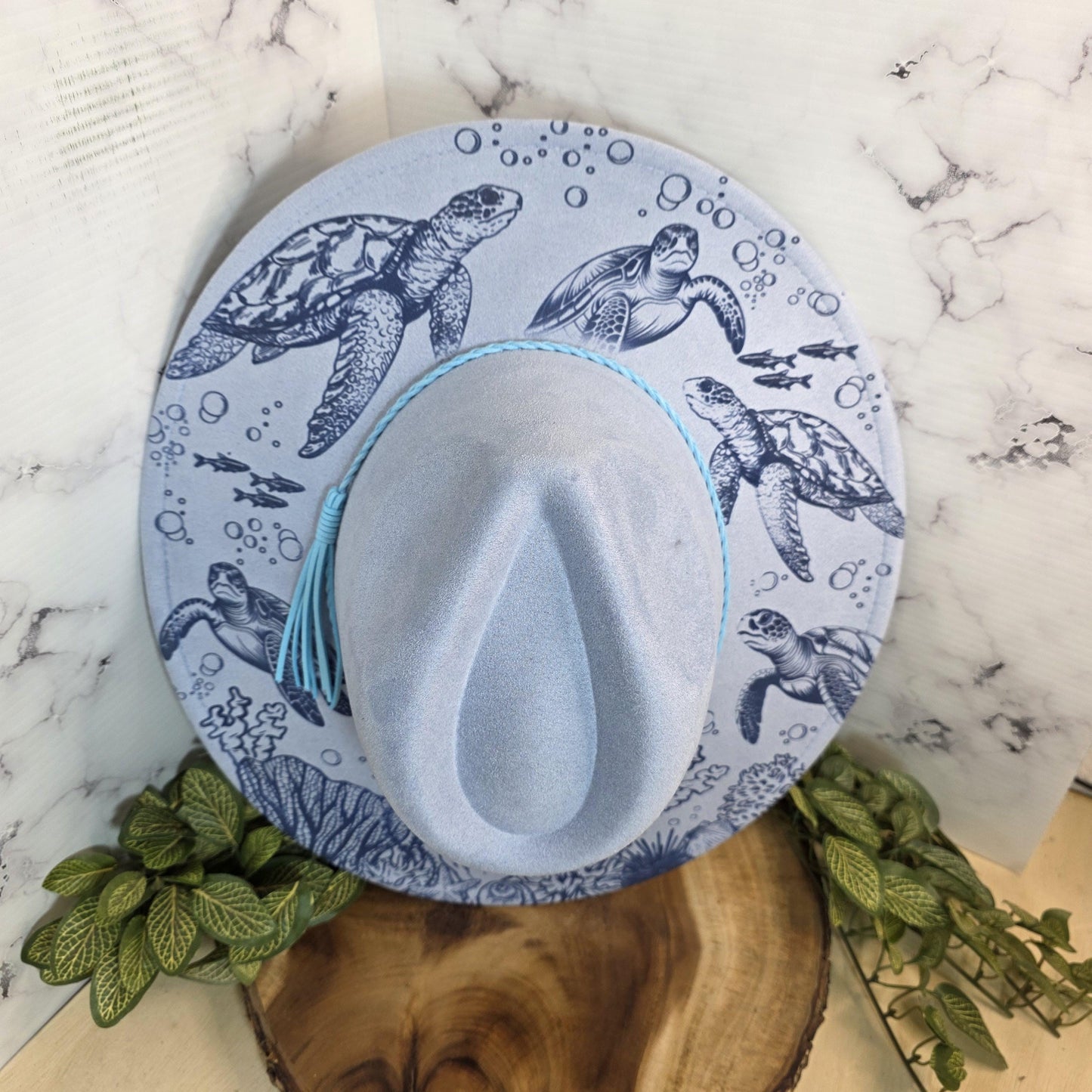 Western Horse Fedora Burned Hat, Boho Vegan Suede Wide Brim Hat