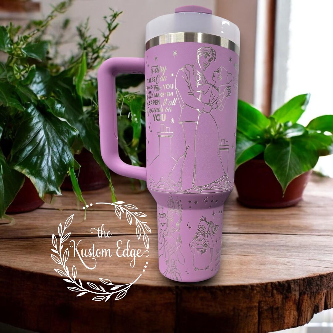 Princess & The Frog Laser Engraved Tumbler, 40oz - 30oz Stainless Steel Mug, Personalized Custom Made Cup