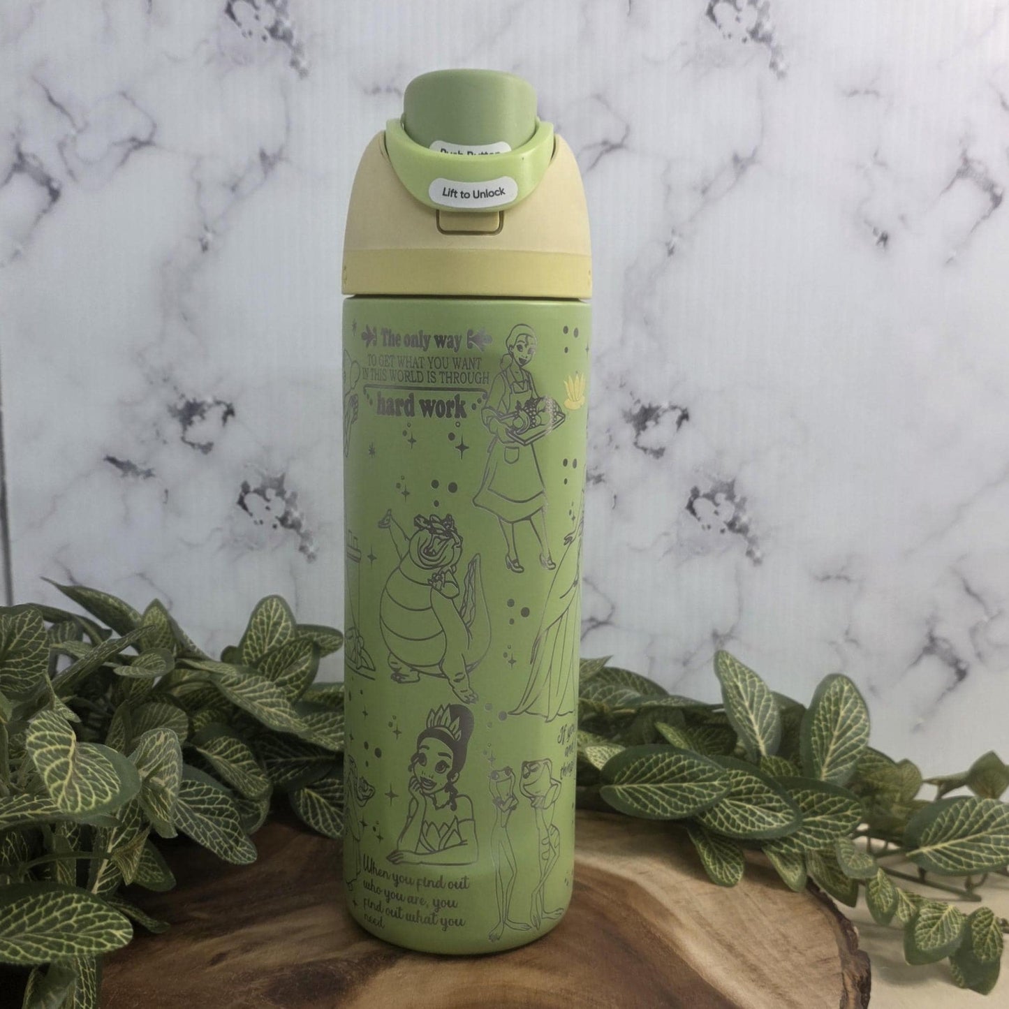 Princess & The Frog Laser Engraved Owala Tumbler Personalized Stainless Steel Water Bottle