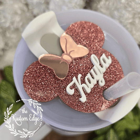 Pink Glitter Mouse Ears Tumbler Topper image 0