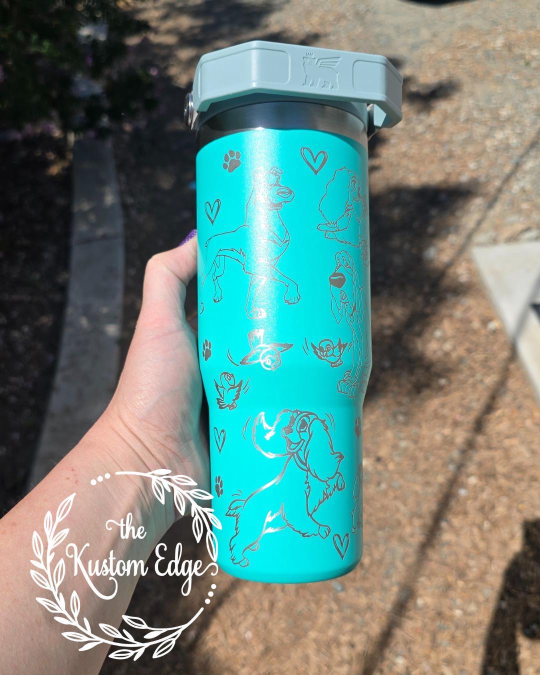 Lady and the Tramp Laser Engraved Tumbler, Personalized Cup Custom Dog Lover Tumbler Gift