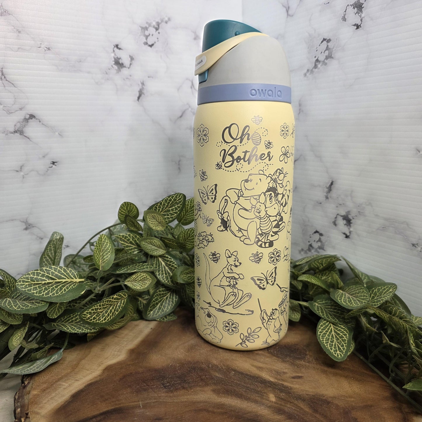Winnie the Pooh Laser Engraved Owala Tumbler Personalized Stainless Steel Water Bottle