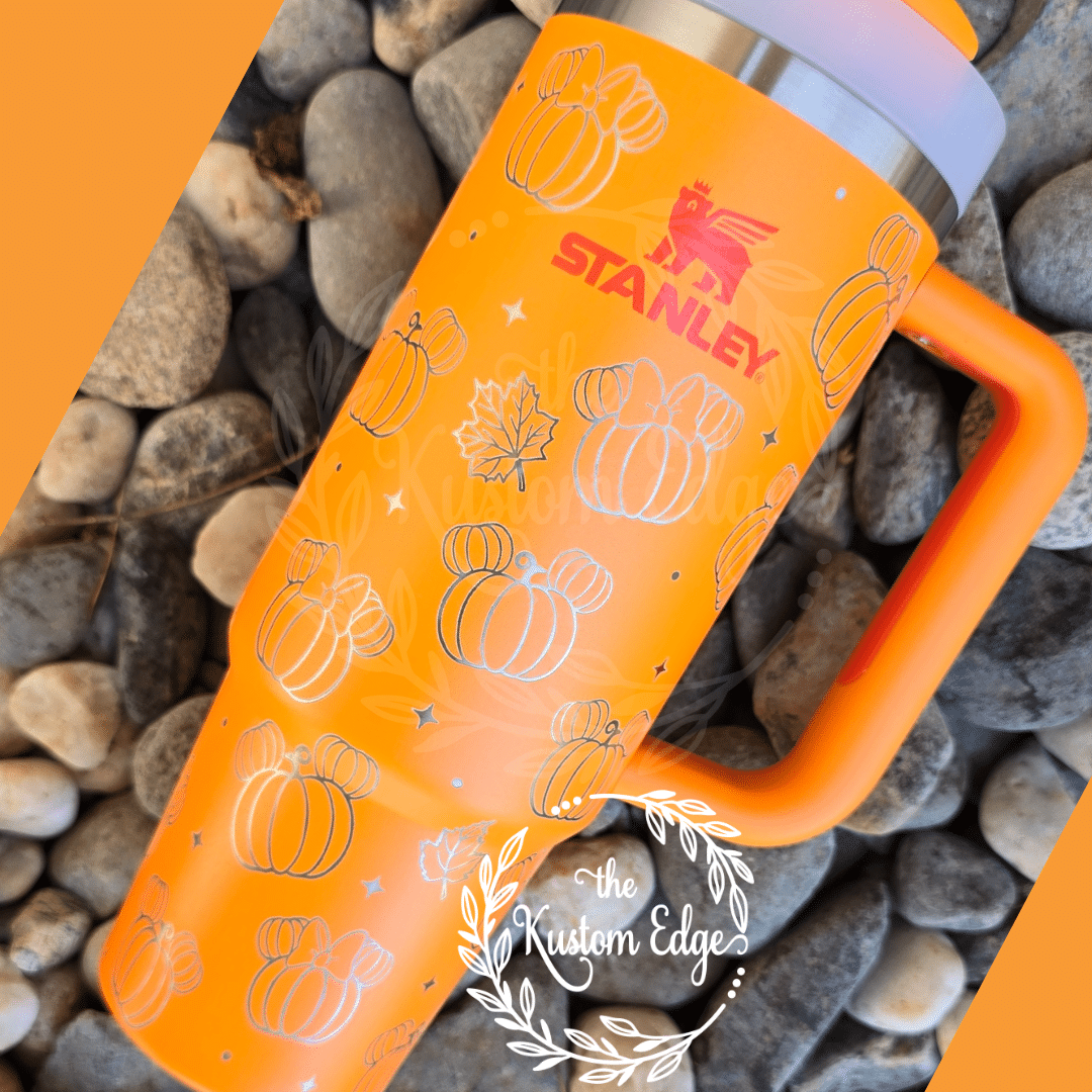Fall Mickey and Minnie Pumpkins Laser Engraved Tumbler image 0