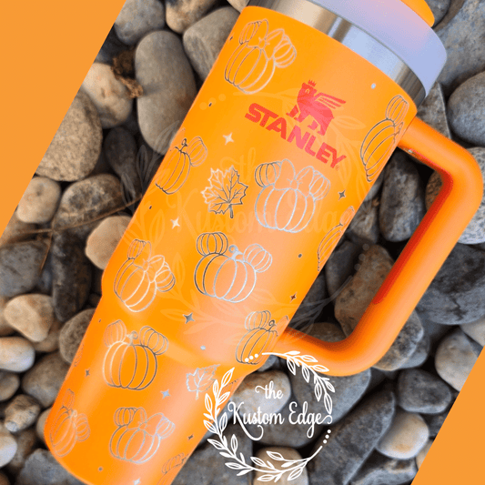 Fall Mickey and Minnie Pumpkins Laser Engraved Tumbler image 0