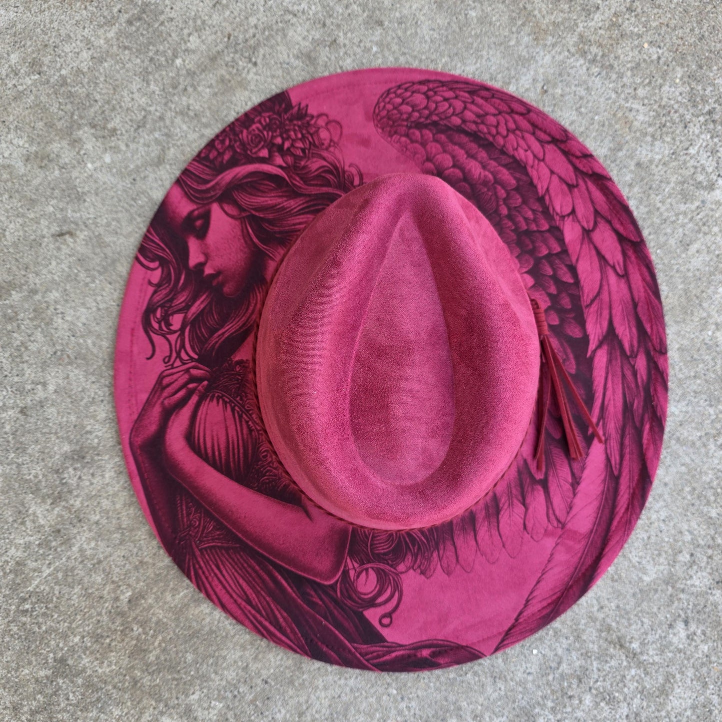 Angel Wide Brim Hat, Dark Romance Gift, Celestial Boho, Wing Design, Gothic Fairy theme