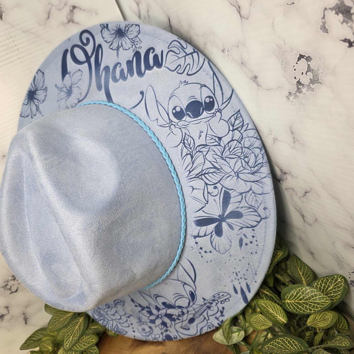 Hawaiian floral laser engraved fedora hat adjustable