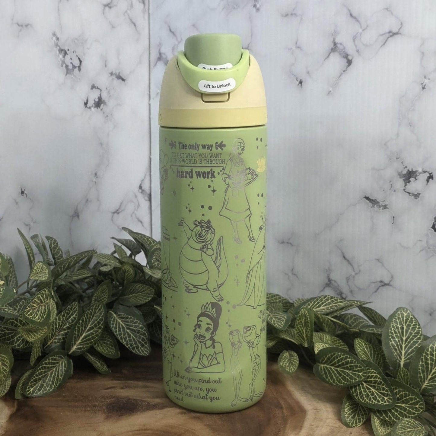 Princess & The Frog Laser Engraved Owala Tumbler Personalized Stainless Steel Water Bottle