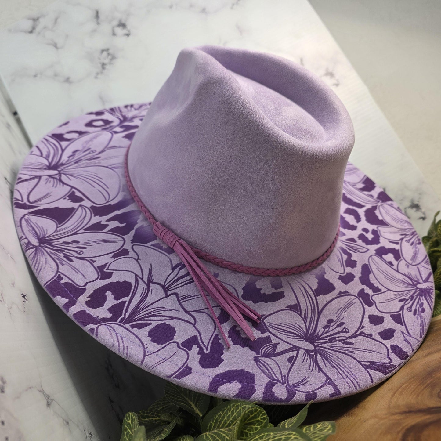 Custom engraved vegan suede ranch style hat for women