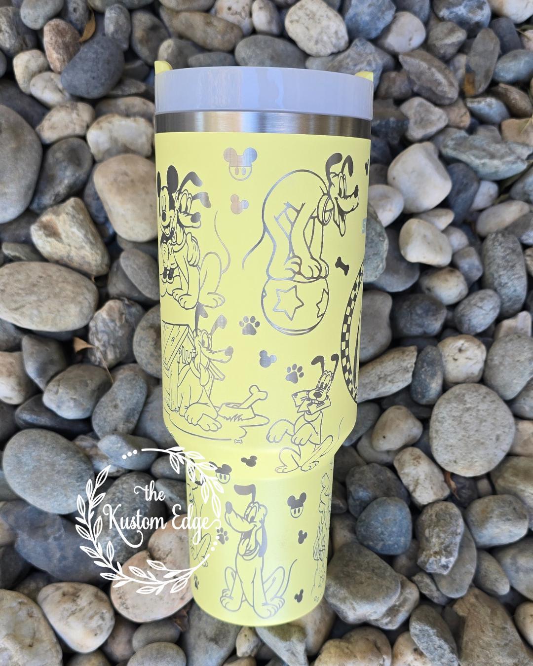 Pluto Dog Laser Engraved Tumbler, 40oz - 30oz Stainless Steel Name Brand or Dupe
