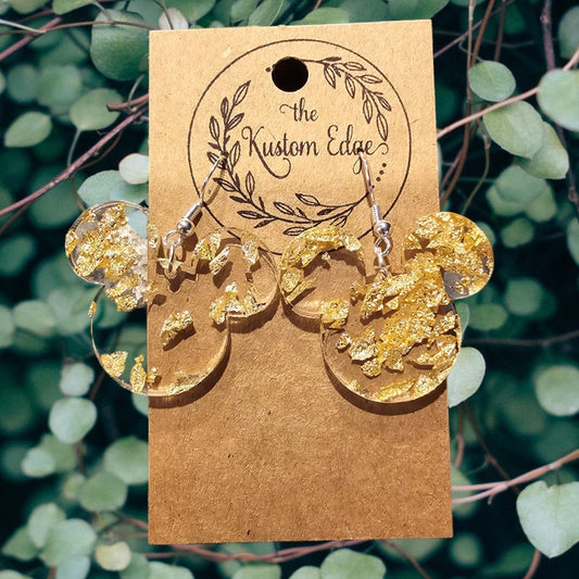 Gold Flake Mouse Head Acrylic Earrings image 0