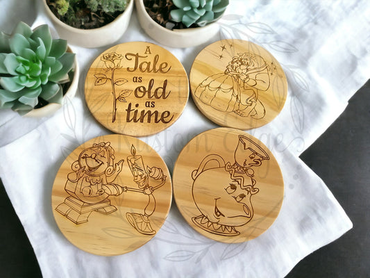 Beauty and the Beast Wooden Coaster Set image 0
