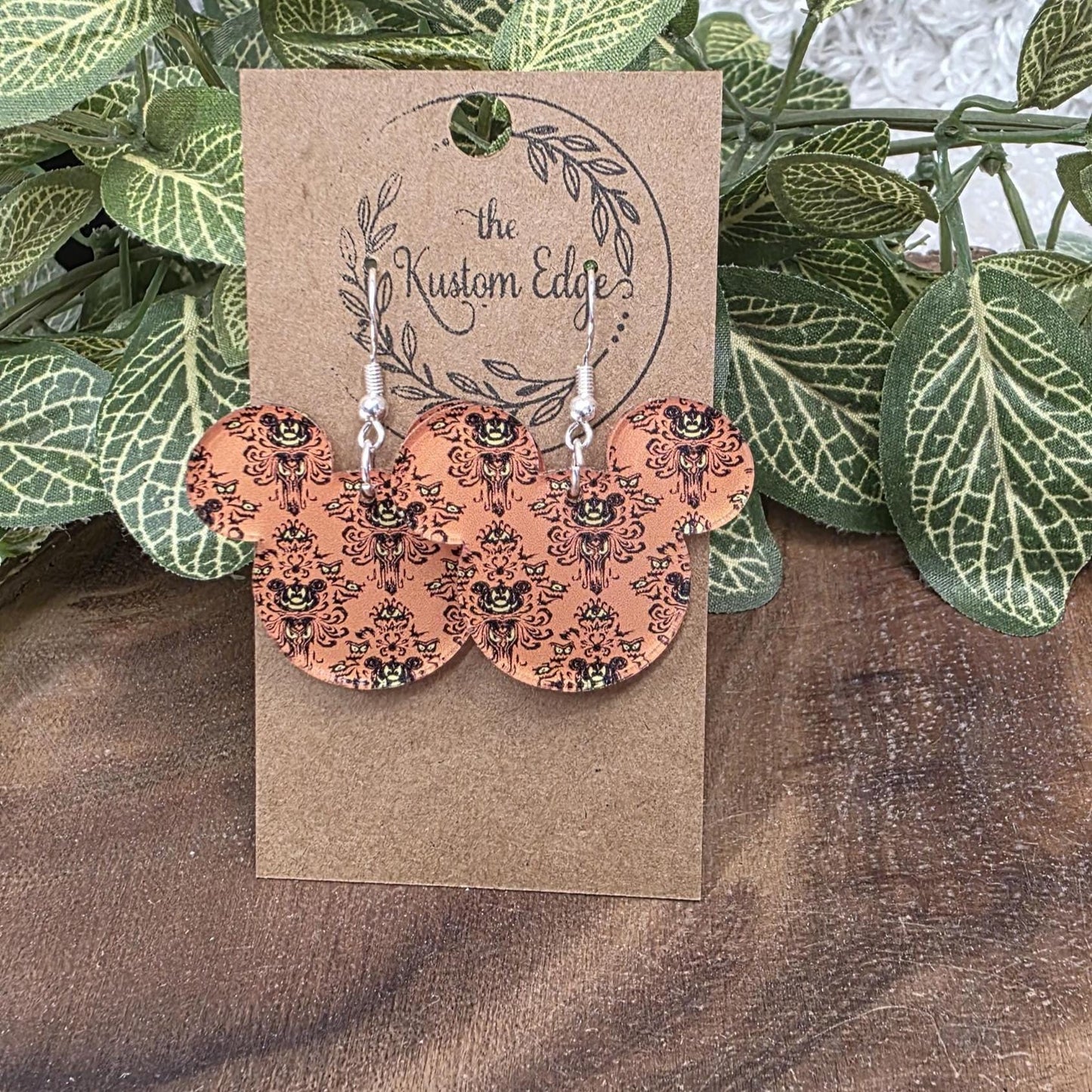 Haunted Mansion Earrings: Double-Sided Acrylic Dangle, Spooky Halloween Jewelry, Lightweight, Hypoallergenic