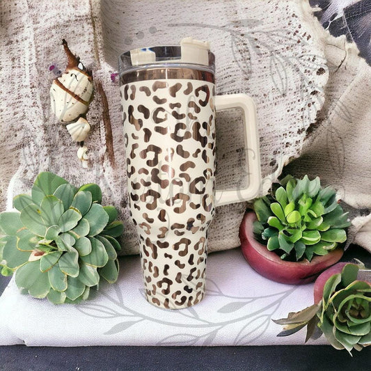 Leopard Animal Print Laser Engraved Tumbler 40oz/30oz Personalized Custom Made Cup