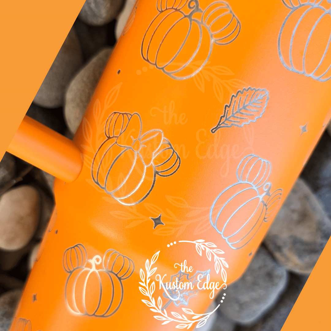 Fall Mickey and Minnie Pumpkins Laser Engraved Tumbler image 2