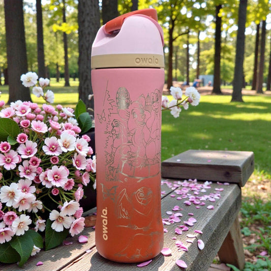 Fox and Hound Engraved Owala Tumbler Woodland Animal Water Bottle Stainless Steel Insulated Drinkware