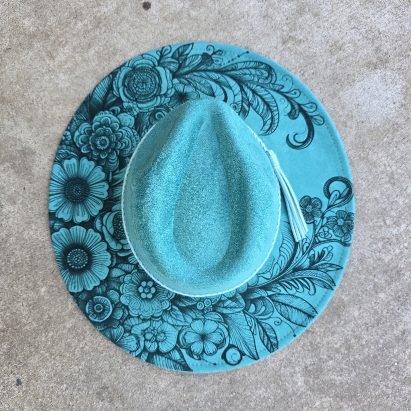 Botanical Floral Wide Brim Hat, Laser Engraved, Gift Women, Floral Mandala Cap