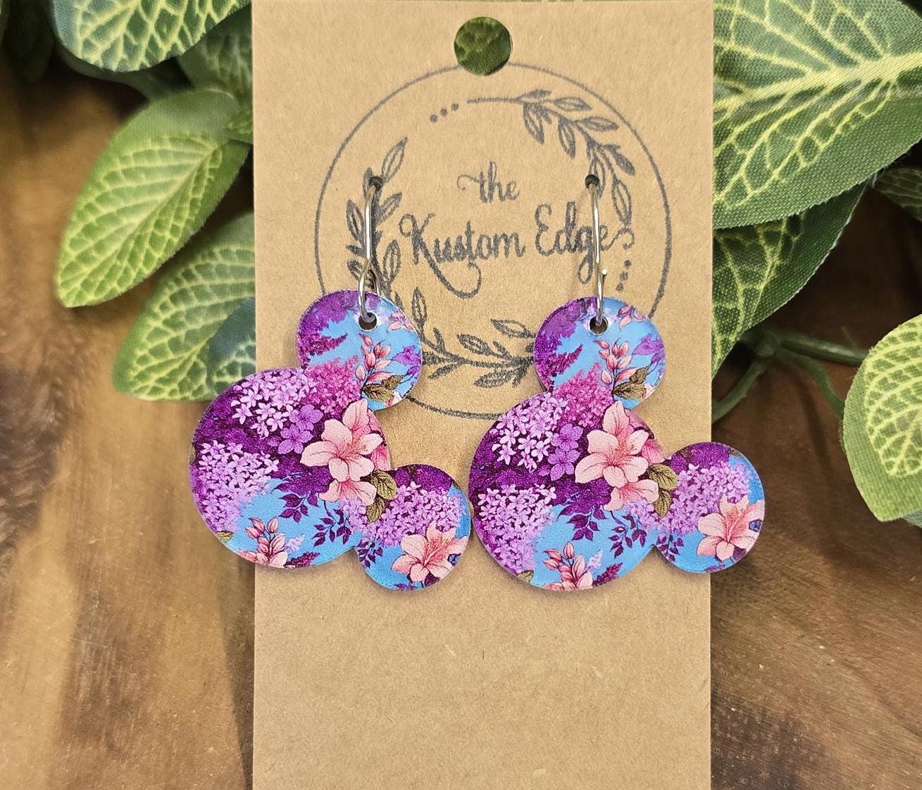 Hibiscus Flower Mouse Earrings: Laser Cut Acrylic Dangles
