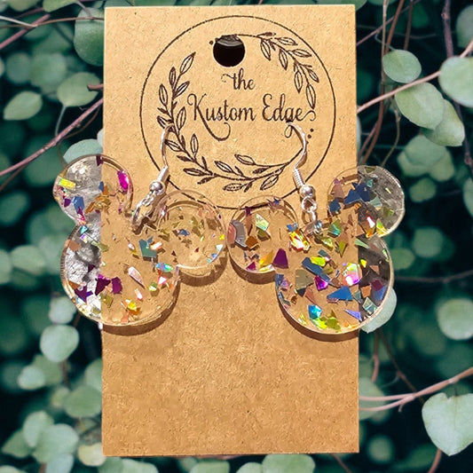 Glitter Confetti Mouse Head Acrylic Earrings image 0