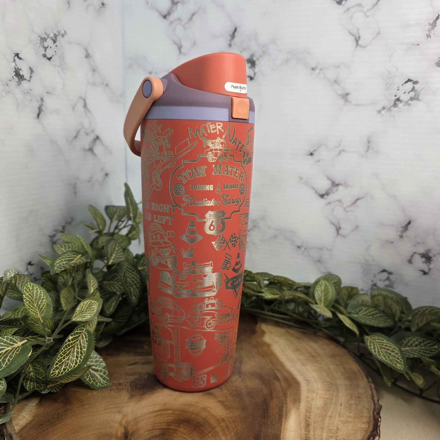 Cars Characters Laser Engraved Owala Tumbler, Tow-Mater, Lightening McQueen Custom Made Cup
