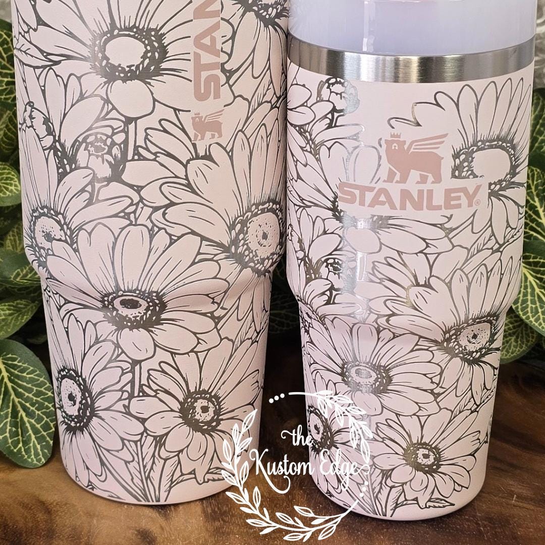 Mama and Mini Set Daisy Engraved Tumbler, Water Bottle Mother's Day Gift Etched Stainless Steel Cup Personalized Tumbler Flower Cup For Her