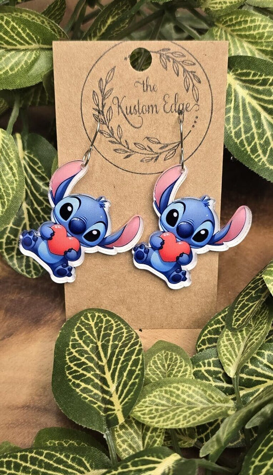 Stitch Valentines Love Dangle Earrings image 0