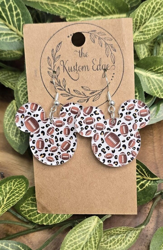 Football Leopard Mouse Dangle Earrings image 0