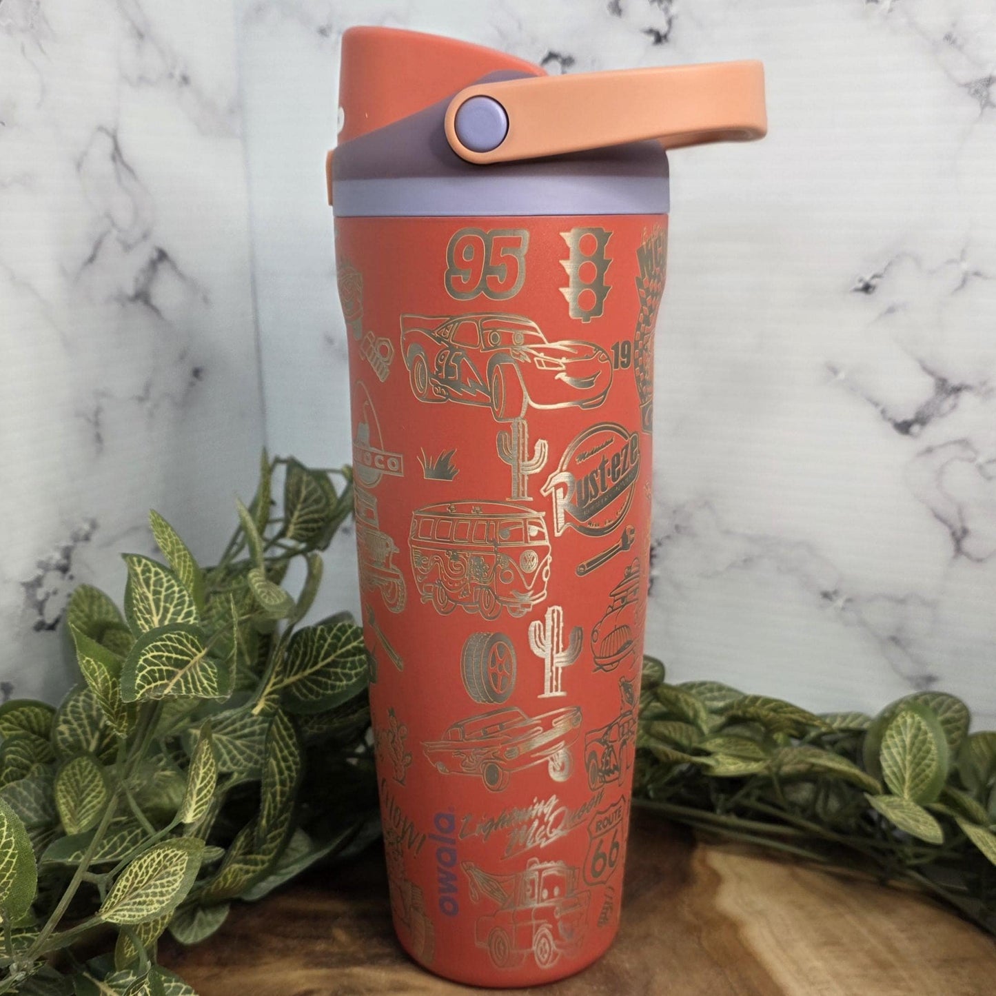 Cars Characters Laser Engraved Owala Tumbler, Tow-Mater, Lightening McQueen Custom Made Cup