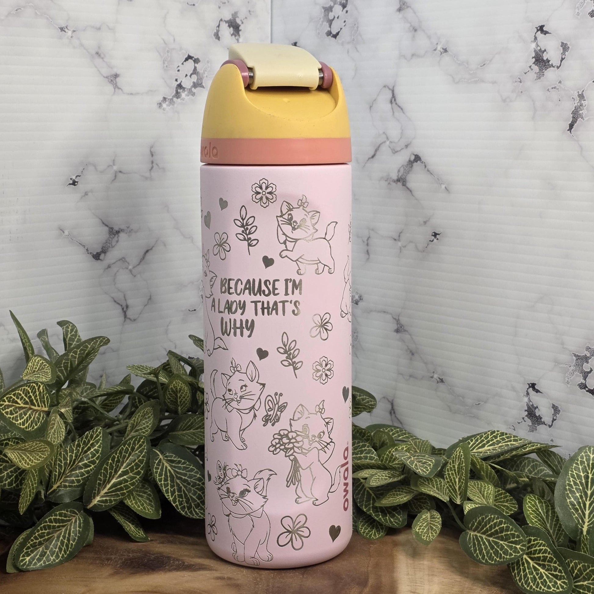 • cute kitten engraved owala tumbler gift for her