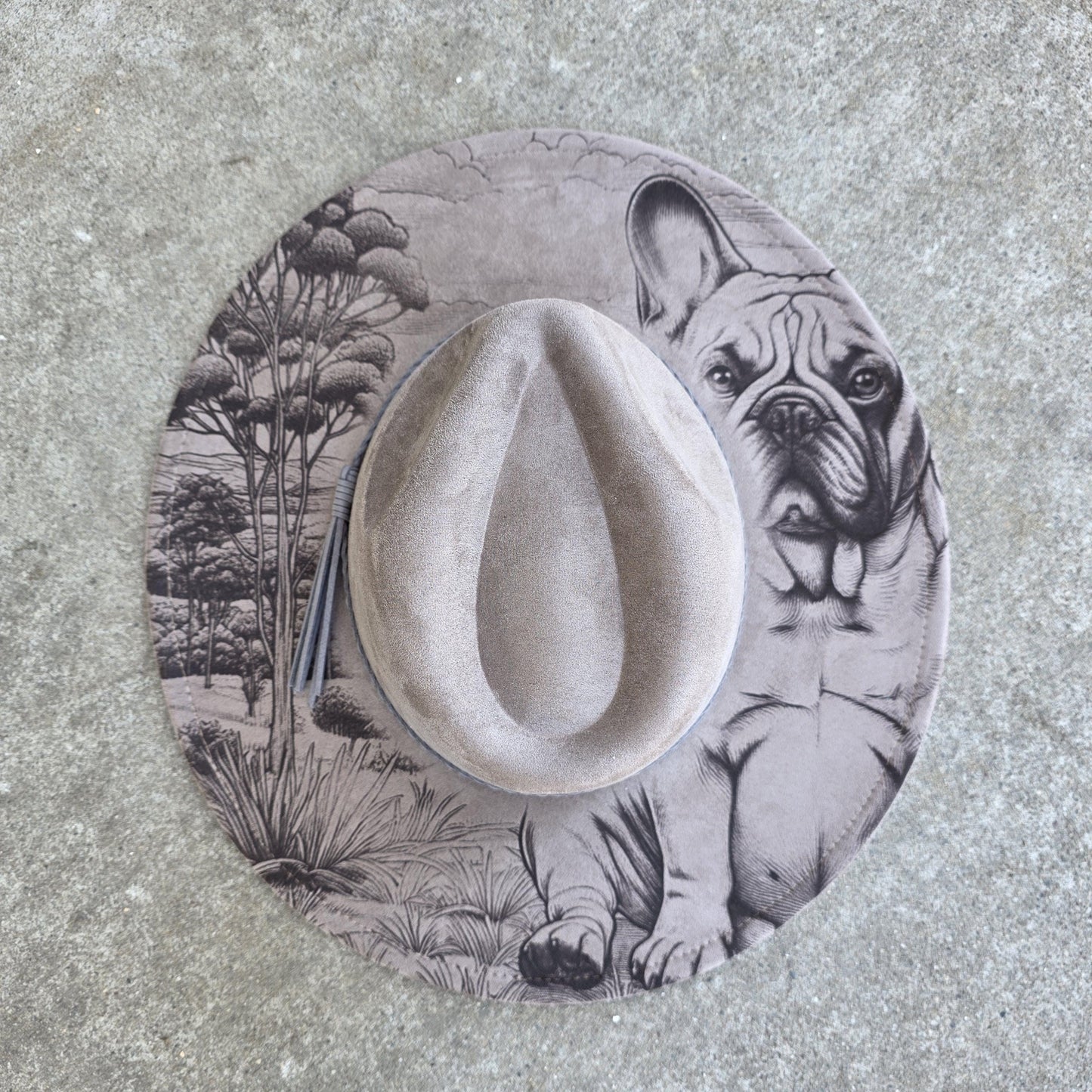 Frenchie Wide Brim Hat, French Bulldog Lover Gift, Dog Mom, Boho Pet Portrait